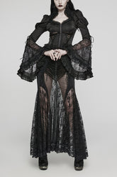 Black Gorgeous Adjustable Tightness Long Puff Sleeves Womens Gothic Blouse